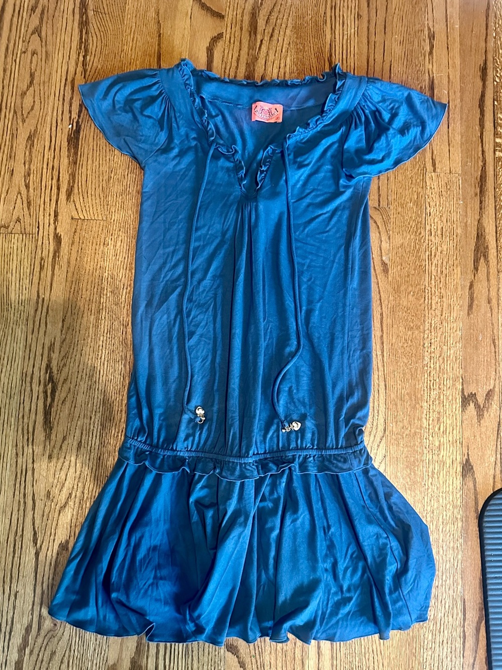 Juicy Couture Teal Blue Drop Waist Short Sleeve Dress